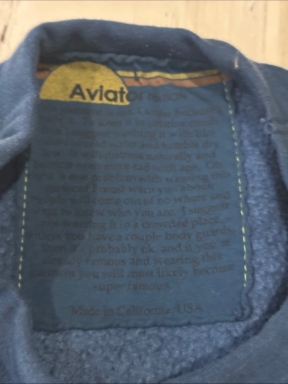 Aviator Nation bolt embroidery Cropped classic Sweatshirt with Blue Stripes - Picture 5 of 11